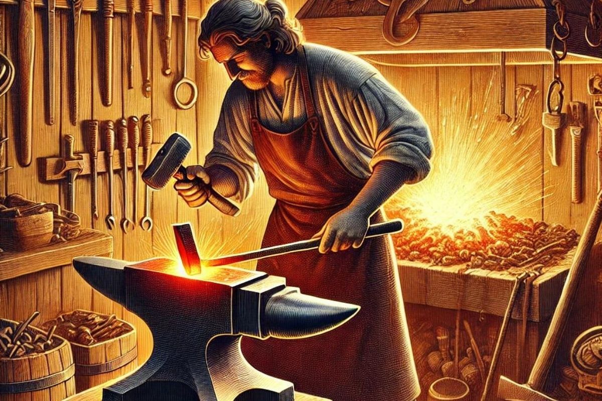 Medieval Blacksmiths Crafting Essential Tools and Weapons